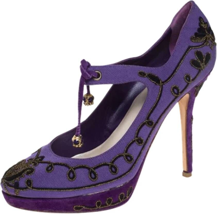 Dior Vintage Pre-owned Canvas heels Purple Dames