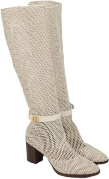 Dior Vintage Pre-owned Fabric boots White Dames