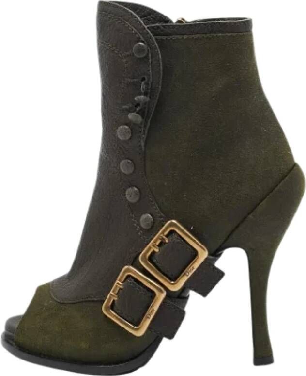 Dior Vintage Pre-owned Leather boots Green Dames