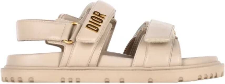 Dior Vintage Pre-owned Leather sandals Beige Dames