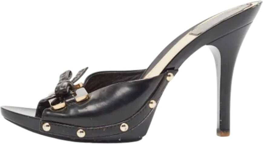Dior Vintage Pre-owned Leather sandals Black Dames