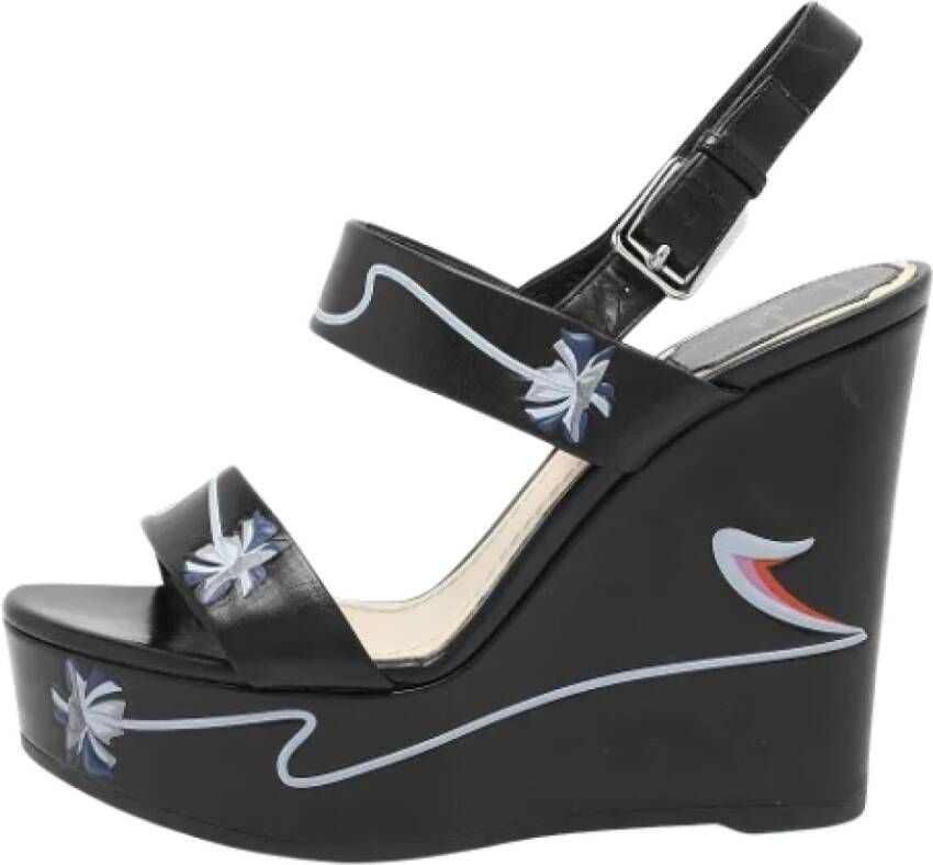 Dior Vintage Pre-owned Leather sandals Black Dames