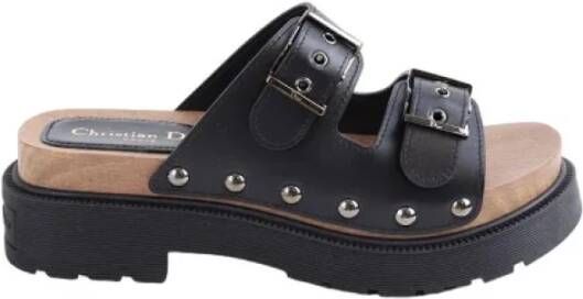 Dior Vintage Pre-owned Leather sandals Black Dames
