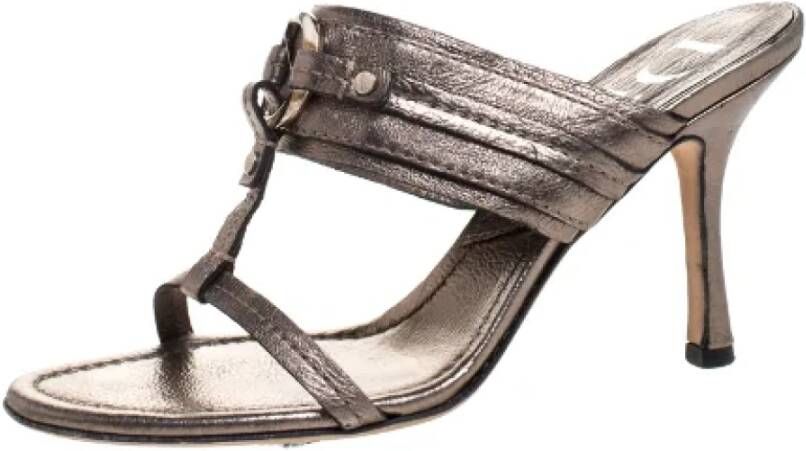 Dior Vintage Pre-owned Leather sandals Gray Dames