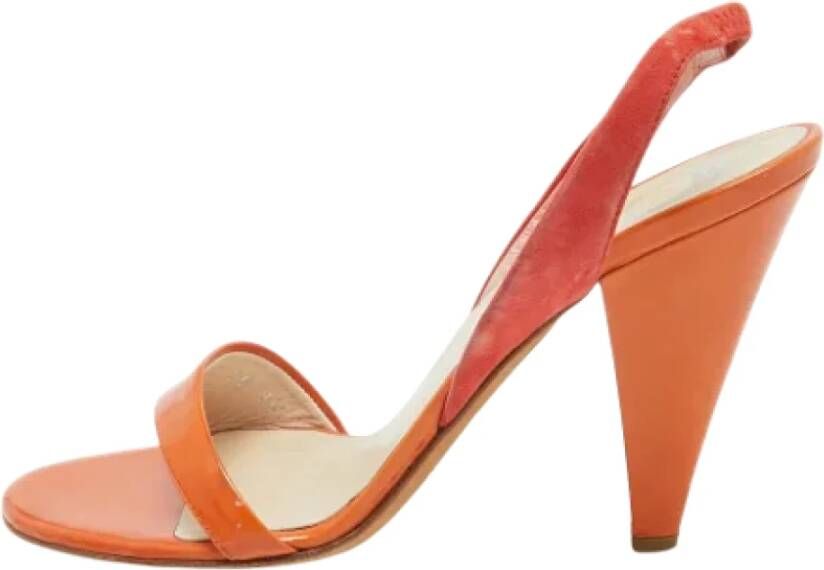 Dior Vintage Pre-owned Leather sandals Orange Dames