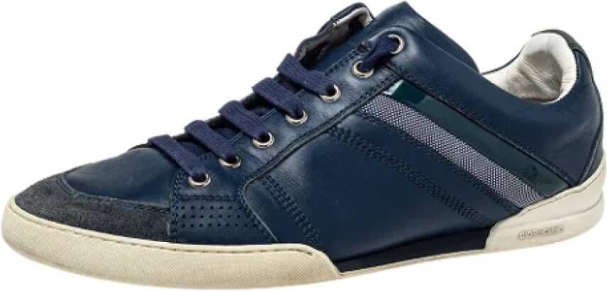 Dior Vintage Pre-owned Leather sneakers Blue Dames