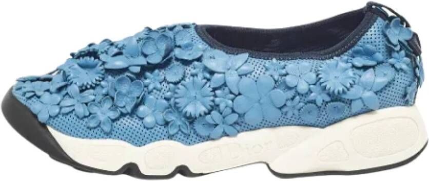 Dior Vintage Pre-owned Leather sneakers Blue Dames