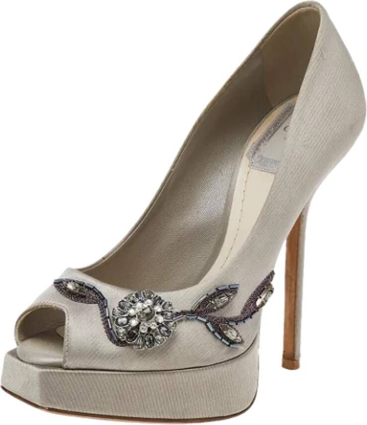 Dior Vintage Pre-owned Satin heels Gray Dames