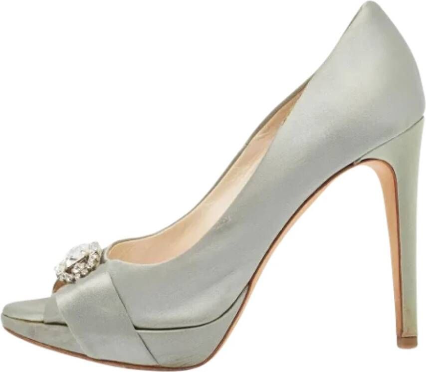 Dior Vintage Pre-owned Satin heels Gray Dames