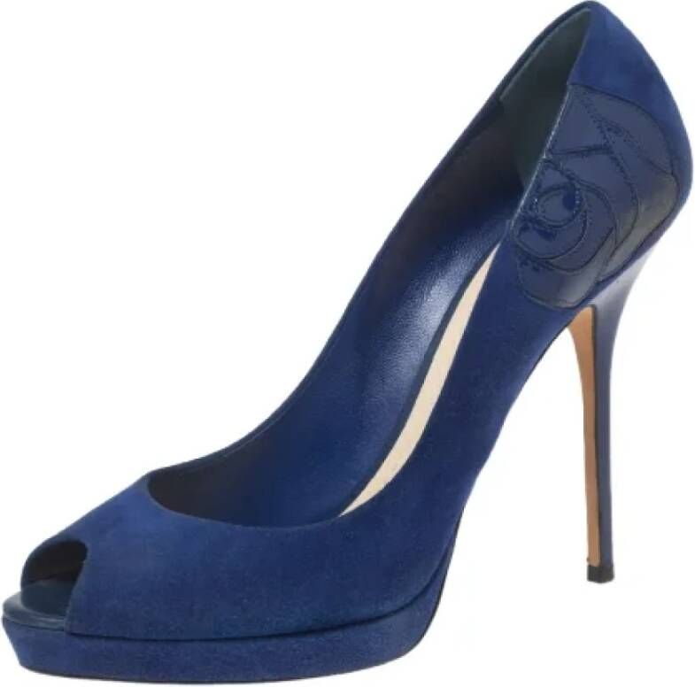 Dior Vintage Pre-owned Suede heels Blue Dames