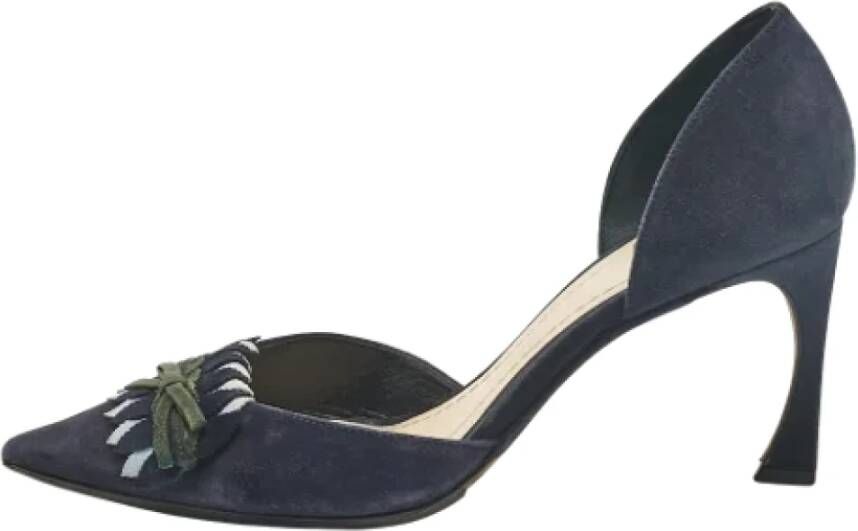 Dior Vintage Pre-owned Suede heels Blue Dames