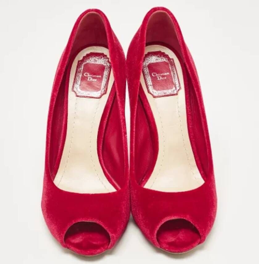 Dior Vintage Pre-owned Velvet heels Red Dames