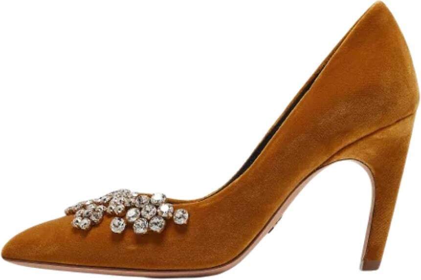 Dior Vintage Pre-owned Velvet heels Yellow Dames