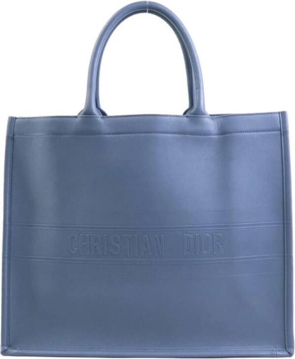 Dior Vintage Tweedehands Dior Book Tote Blauwe Leren Tas