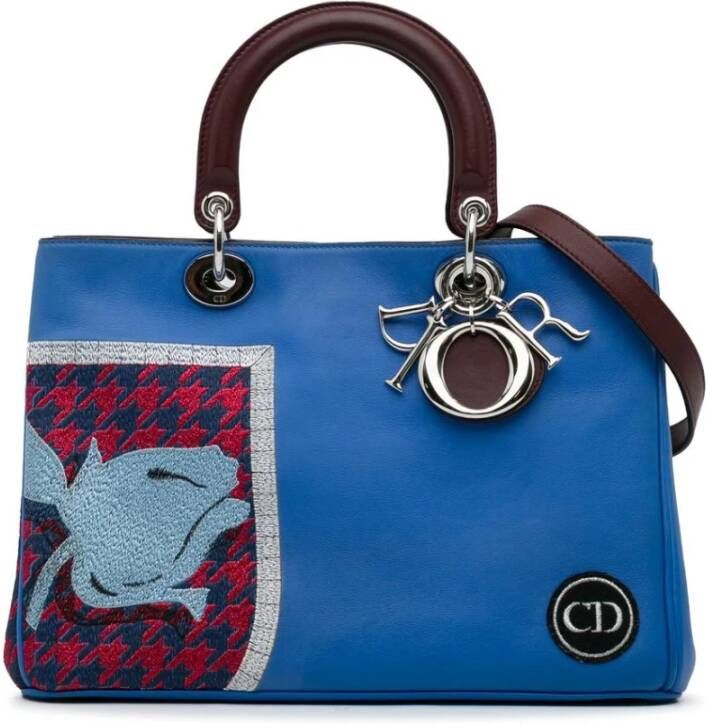 Dior Vintage Tweedehands Dior Book Tote Geborduurde Handtas