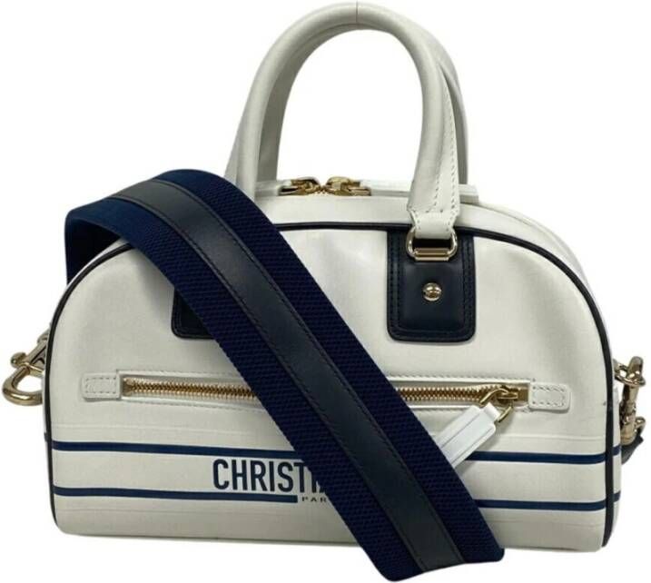 Dior Vintage Tweedehands Dior Book Tote Gestreepte Handtas