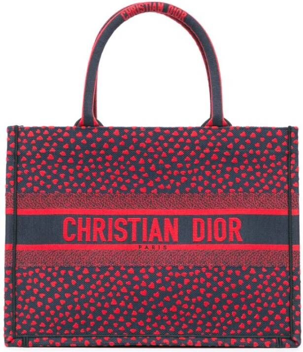 Dior Vintage Tweedehands Dior Book Tote Hearts Geborduurd