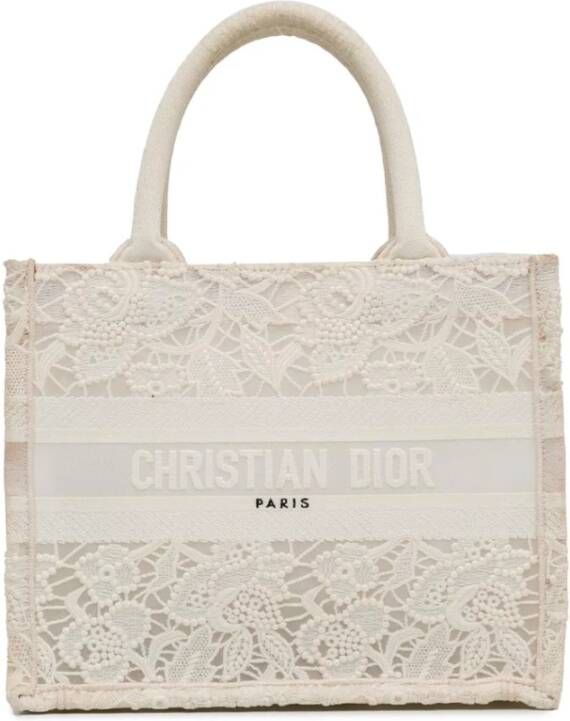 Dior Vintage Tweedehands Dior Book Tote Kant Wit