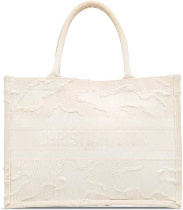 Dior Vintage Tweedehands Dior Book Tote tas in beige canvas