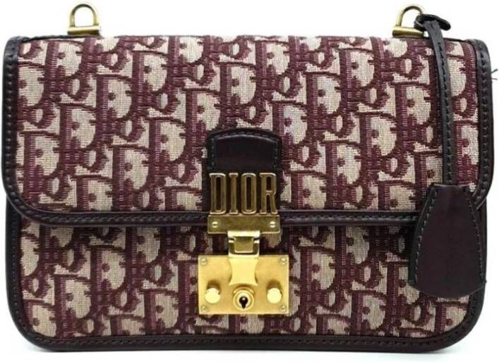 Dior Vintage Tweedehands Elegant Jacquard Schoudertas met Slotsluiting voor Vrouwen Stijlvolle Crossbody Handtas