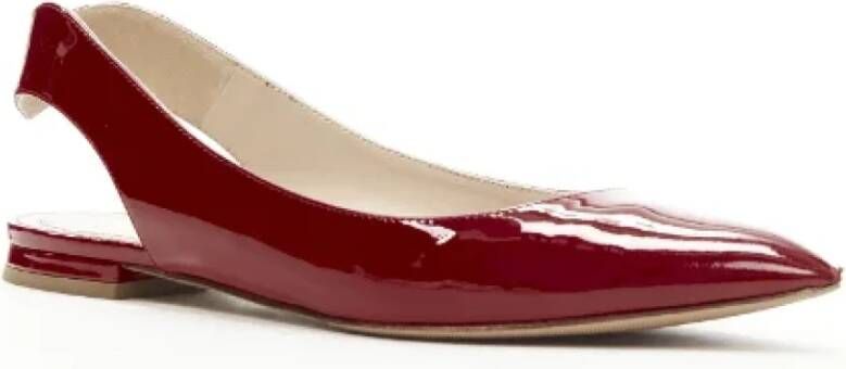 Dior Vintage Tweedehands Leren Platte Schoenen Red Dames