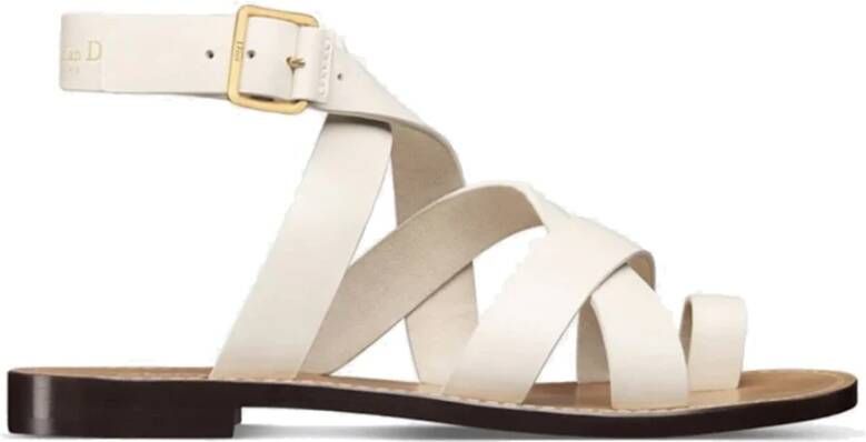 Dior Leren Platte Sandalen Open Teen Vrouwen