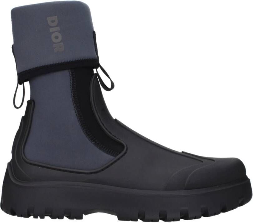 Dior Zwarte Katoenen Enkellaarzen met Logo's