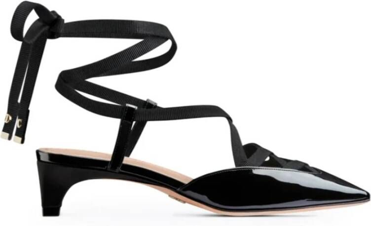 Dior Zwarte Leren Vierkante Neus Pumps Black Dames