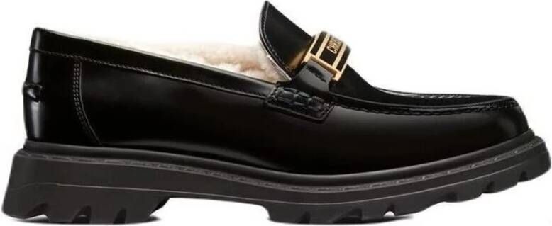 Dior Zwarte Loafer Schoenen Shearling Ss22 Black Dames