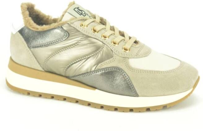 DL Sport Taupe combi runner sneakers Bruin Dames