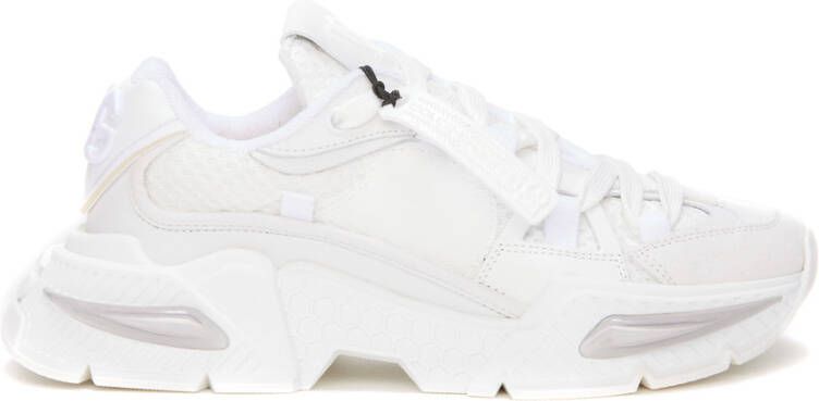 Dolce & Gabbana Witte nylon sneakers met leren en suède details White