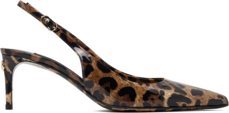 Dolce & Gabbana Animalier bruin kalfsleren slingback pumps Brown Dames