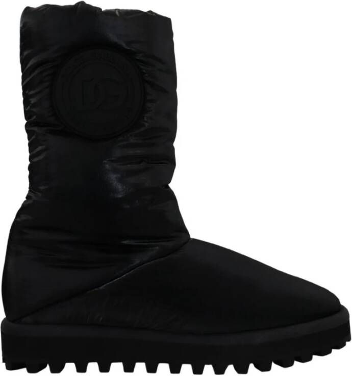 Dolce & Gabbana Zwarte Gewatteerde Mid Calf Winterlaarzen Zwart