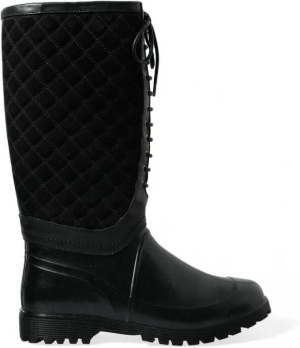 Dolce & Gabbana Gestikte Veterschoenen Black Heren