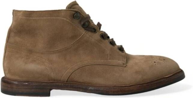 Dolce & Gabbana Bruin Leren Veterschoenen Brown Heren