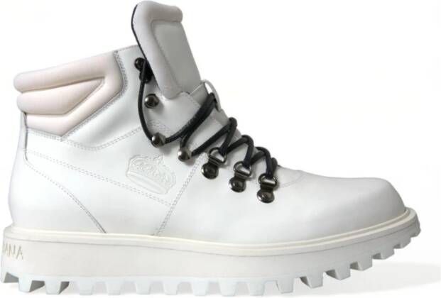 Dolce & Gabbana Elegante witte leren enkellaarzen White Heren