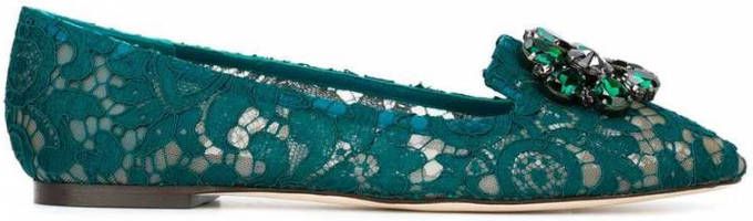 Dolce & Gabbana Turquoise Bloemen Ballerina Green Dames