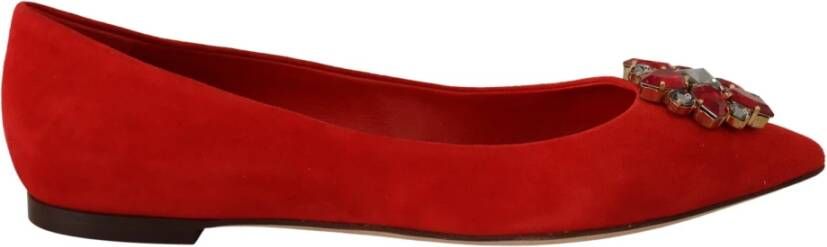 Dolce & Gabbana Rode Slip-On Flats met Kristallen Red Dames