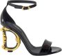 Dolce & Gabbana Zwarte Leren Barok Hak Sandalen Black Dames - Thumbnail 1