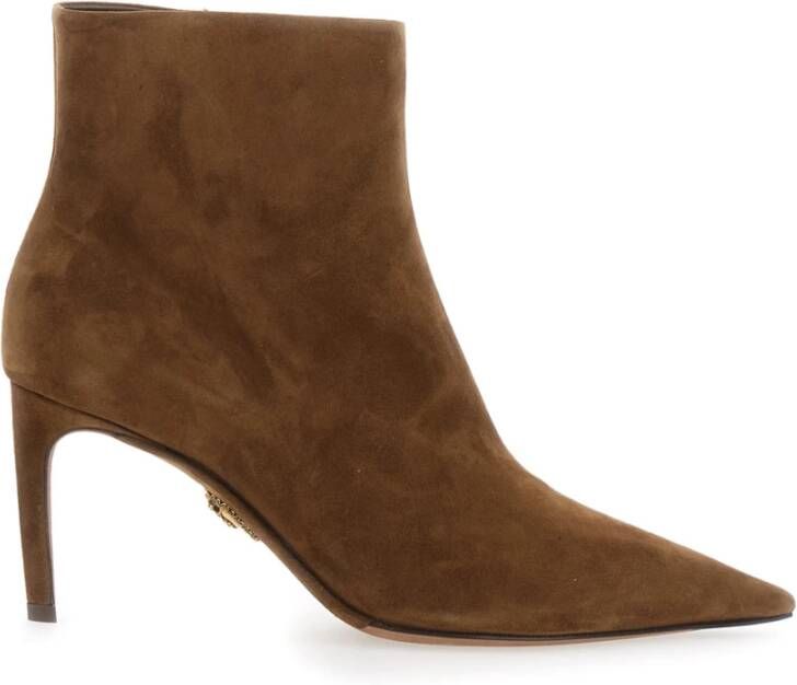 Dolce & Gabbana Beige Enkellaarzen met Metallic Logo