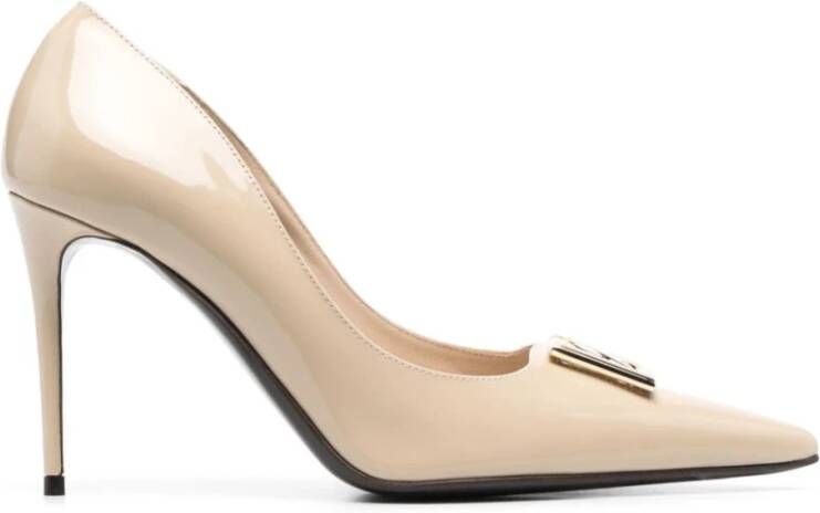 Dolce & Gabbana Beige Logo Décolleté Hoge Hakken Beige Dames