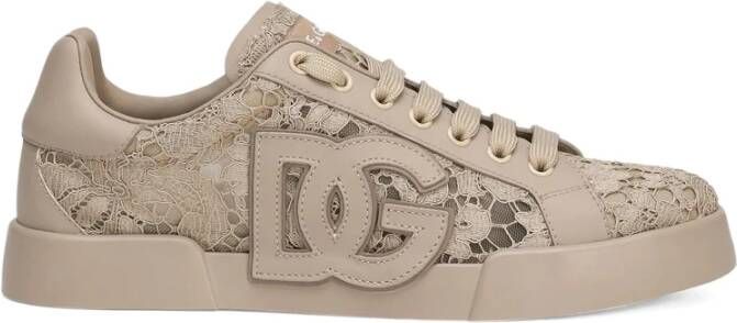 Dolce & Gabbana Beige Sneakers met Logo Patch
