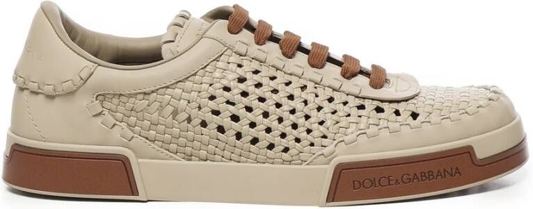Dolce & Gabbana Beige Sneakers met Logo van Leer