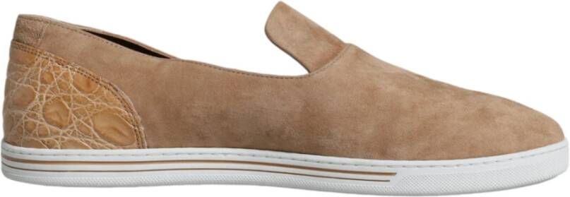 Dolce & Gabbana Beige Suède Kai Loafers Pantoffels Schoenen