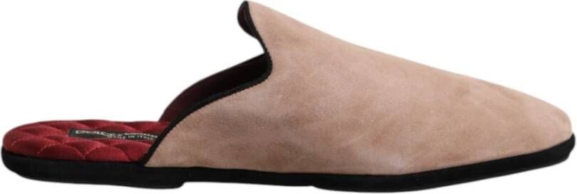 Dolce & Gabbana Beige Suède Slides Platte Schoenen
