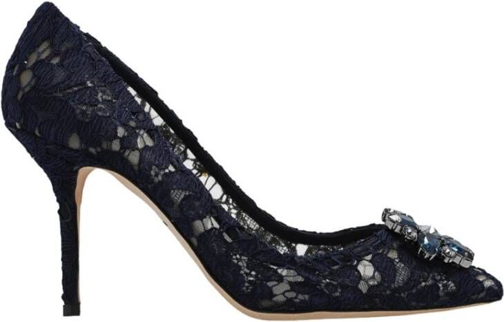 Dolce & Gabbana Pumps in Taormina Lace with Crystals Blauw Dames