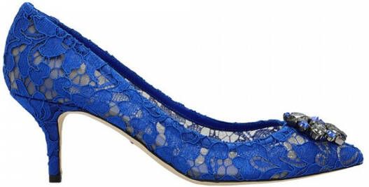 Dolce & Gabbana Elegante Kant Hakken met Juweelversiering Blue Dames - Foto 2