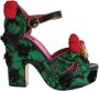 Dolce & Gabbana Groene Brokaat Slangenhuid Rozen Kristal Schoenen Green Dames - Thumbnail 1