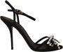 Dolce & Gabbana Black Crystals Ankle Strap Heels Sandals Shoes Zwart Dames - Thumbnail 1