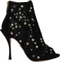 Dolce & Gabbana Black Crystals Heels Zipper Short Boots Shoes Zwart Dames - Thumbnail 1